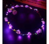 LED Flower Crowns, Light Up LED Flower Headbands, Lighted LED Flowers Headbands, Women's Headwear for Christmas, Halloween, Lighted Party, Wedding Decorations, Party Favour Pink