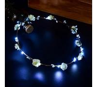 LED Flower Crowns, Light Up LED Flower Headbands, Lighted LED Flowers Headbands, Women's Headwear for Christmas, Halloween, Lighted Party, Wedding Decorations, Party Favour Milk White