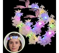 LED Flower Wreath Headband, Luminous Crowns, Flower Garland, Boho Floral Crown, Wedding, Festival, Hit Party, Concert Headpiece, Women Girls (White Flowers, Pack of 1)