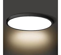 LED Flush Mount Ceiling Light Fixture, 4000K Nature Black 24W(240W Equiv) 12 Inch Flat Round Modern Ceiling Lighting, 3200LM Ceiling Lamp for Bathroom Porch, Kitchen, Bedroom, Living Room, Hallway