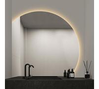 LED Fog-Free Half-Moon Bathroom Mirror, Smart Touch Switch, 3 Color Lighting, Frameless HD Anti-Splash Wall-Mounted Vanity Mirror for Modern Decor
