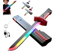 LED Fog Sword,17.3 Inch Fog Spray Effect Swords with Multicolor LED Lights and Sound Effects, USB C Rechargeable Xmas New Year Birthday Gifts for Cosplay Carnival Costumes Home Display (Red)