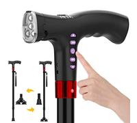 LED Folding Walking Stick, Smart FM Radio Old Man Walking Stick Lighting Alarm Telescopic Musical Ultra Light Music Electronic Cane for Elderly,Crutches Times