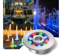 LED Fountain Light - Submersible LED Pool Lights, 12V/24V Stainless Steel Color Changing Spotlight, IP68 Waterproof Center Hole Underwater Light, Pool Landscape Spotlight(White,12W(24V))