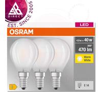 Osram Base Classic P/LED-Lamp in Drop Shape with E14-Base/Not Dimmable/Replacement for 40 W/Matt 2700 K E14, Warm White, 4 W, Pack of 3