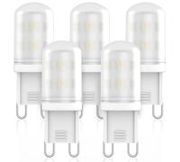 LED G9 Bulbs 2W Equivalent to Halogen Bulb 20W 25W 28W, G9 Light Bulbs Cool White 6000K, 360°Beam Angle, AC 220V-240V, Non Flicker, Non Dimmable Energy Saving LED Bulbs, 5pack