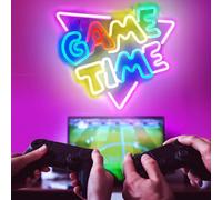 LED Game Neon Sign Light for Gamer Room Wall Decor USB Powered with Switch Acrylic Game Time Neon Sign Gaming Accessories for Video Game Room Teen Boy Bedroom Gifts for Gamer Christmas