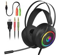 LED Gaming Headset Headphones Microphone Mic 3.5mm For PC Laptop Xbox One PS4