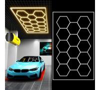 LED Garage Lights, Linkable Hexagon Design, Adjustable 3 Panel Ceiling Lighting for Workshops, Gyms, Basements, Energy Efficient Illumination for Home & Business