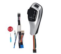 LED Gear Shift Knob Shifter Lever Head Retrofit Kit with Engine Start Stop Button, F Series Style Automatic Transmission Knob for 5 Series E39 7 Series E38 X5 E53 LHD (Electroplated Silver)