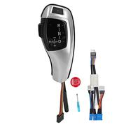 LED Gear Shift Knob Shifter Lever Head, Wireless Retrofit Kit with Engine Start Stop Button for E60 E61 E46 LHD, F - Series Style PU Leather Handle with Gear Position Indicator (Electroplated Silver)