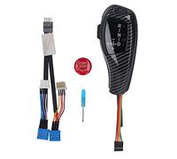 LED Gear Shift Knob with Red Engine Start Button Cover Kit, Automatic Gear Shift Knob for 6 Series E63 E64 Pre - facelift 2004 - 2006, Direct Replacement Gear Shifter Head with (Carbon Fiber Style)