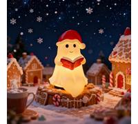 LED Ghost Reading Book Lamp Christmas Decor Lamp Halloween Decoration Ghost Lamp Light 3D Ghost Statue Night Light Children's Book Lamp Cute Ghost for Readers (Small A)