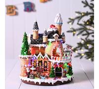 LED Gingerbread House with Rotating Characters Battery Operated 30cm