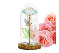 LED Glasblumen Deko - LED Kunstblumen, Beleuchteter Blumenstrauß, Elegante Deko, Robustes Glasdesign | Romantische Leuchtblumen Dekoration Für Wohnzimmer Schlafzimmer Geschenk Frauen Mädchen