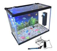 LED Glass Aquarium Fish Tank Starter Kit With Fish Net, Led Light and Air Pump Filter (12L)
