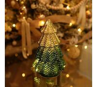 LED Glass Christmas Tree - 8 inch Gold/Orange