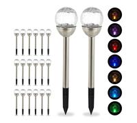 LED Glass Sphere Solar Lamp Set of 20, Garden Pathway Lighting, Crushed Look