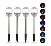 LED Glass Sphere Solar Lamp Set of 4, Garden Pathway Lighting, Crushed Look