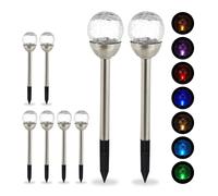 LED Glass Sphere Solar Lamp Set of 8, Garden Pathway Lighting, Crushed Look