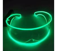 LED Glasses, Fluorescent Glasses LED Party Glasses Luminous Glasses Cyberpunk Shade Glasses Light Up Carnival for Bar Club Halloween (Green)