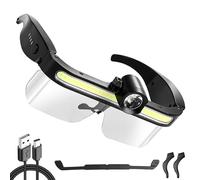 LED Glasses Headlamp for Close Repair and Night Task Lighting, Side Light Coverage, Center Beam and Elastic Head Strap for Home Projects Wearable Repair Lamp Close Work Light Inspection Lamp Task Head