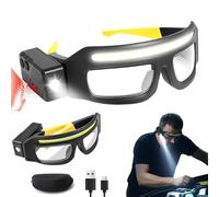 LED Glasses Rechargeable Headlamp Glasses with Motion Sensor & Touch Control, 500LM COB Light Up Safety Eyewear, 5 Modes USB C Hands-Free Head Torch for Mechanic, DIY, Cycling, Fishing, Night Work