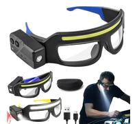 LED Glasses Rechargeable Headlamp Glasses with Motion Sensor & Touch Control, 500LM COB Light Up Safety Eyewear, 5 Modes USB C Hands-Free Head Torch for Mechanic, DIY, Cycling, Fishing, Night Work
