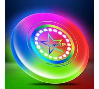 LED Glow in the Dark Flying Disc Toys for Kids Adults, 7 Lighting Smart Modes Flying Ring, Easter Basket Stuffer for Boys Girls, Camping Essentials for Kids/Teens/Boy/Girl, Safe, Waterproof, 175g
