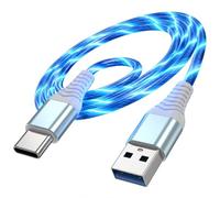LED Glow USB-A to USB-C Charging Cable 2M Light Up Charging Cable Fast Charge Type-C Lead Anti-Tangle Durable Support Data Transmission Compatible with iPhone Samsung Galaxy Pixel 7 iPad Switch PS5