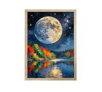 LED Glowing Photo Frame Starry-Sky Light Box Painting USB Powered Decorative Night Light for Bedroom Unique Gift for Housewarming Birthday Home Decor 9*12 Inches (Splashing Ink Moon Starry-Sky)