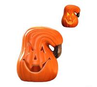 LED Glowing Pumpkin Decoration 7.2in Scary Face(Curved Small Melon)