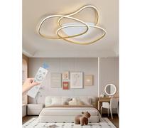 LED Gold Irregular Round Ceiling Light aluminium ceiling light 54W 80cm diameter Adjustable light colour Remote included Semi-recessed ceiling lighting Suitable for bedrooms,studies (Gold, L60cm)