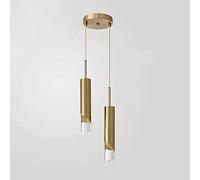 LED Gold Pendant Light Modern Tube Ceiling Hanging Lamp Shade, Nordic Kitchen Island Lighting Fixture Indoor Mini Chandelier, Simple Suspended Lamps for Bedroom Bedside