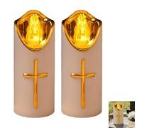 LED Grave Lights for Outdoors, LED Candles, Grave Candles, Flickering Effect Like Real Candle, Memorial Candle, Reusable Cemetery Candle, Battery Operated Grave Lamp for Grave Animal Memories (White)