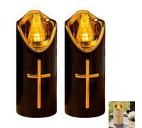 LED Grave Lights for Outdoors, LED Candles, Grave Candles, Flickering Effect Like Real Candle, Memorial Candle, Reusable Cemetery Candle, Battery Operated Grave Lamp for Grave Animal Memories (Black)