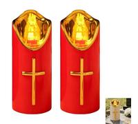 LED Grave Lights for Outdoors, LED Candles, Grave Candles, Flickering Effect Like Real Candle, Memorial Candle, Reusable Cemetery Candle, Battery Operated Grave Lamp for Grave Animal Memories (Red)