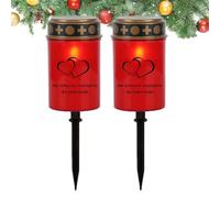 LED Graves Lights, Grave Lights | Ritual Candle Lamp Set of 2 | Waterproof LED Stake Lighting for Garden Cemetery