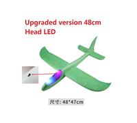 (LED Green 48cm) 48cm Hand Throw Airplane EPP Foam Launch fly Glider Planes Model Aircraft