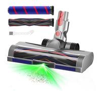 LED Green Light Vacuum Head Replacement for Dy-son V7 V8 V10 V11 V15 Cordless Vacuum Cleaner, Quick Release Head Attachments with 2 Pack Anti-Tangle & Soft Motorhead Roller Brushes