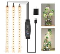 LED Grow Light Strips, Grow Lights for Indoor Plants Full Spectrum 3000K, 78 LEDs Plant Light with 3/9/12H Timer, 10 Dimmable Levels for Seedling Succulent and Plant Shelf, 3 Head 8.6 Inches