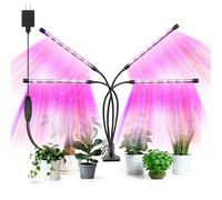 Led Grow Lights, 4 Heads Red Blue Plant Light with Clamp for Indoor Plants & Seed Starting, 10-Level Dimmable, Auto On Off, Timing 3 9 12Hrs