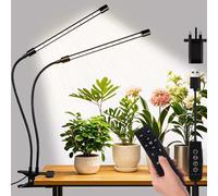 LED Grow Lights,FIBRAVE 2 Heads 60 LED Lamps Full Spectrum Plant Light with Clamp for Indoor Plants & Seed Starting, 10-Level Dimmable, Auto On Off, Timing 4 6 12Hrs