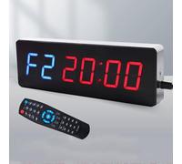 LED Gym Timer Clock, Digital Interval Workout Timer Stopwatch, 10 Inch Wall Clock, with Remote Control, Adjustable Brightness, for Sport Boxing Fitness Kitchen