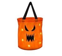 LED Halloween Candy Bags Light Pumpkin Bucket Halloween treating Bags with Pumpkin Smile Face Multipurpose Reusable Goody Bucket for Kids Party Decor Gift Present