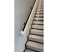LED Handrail Lights Body Sensor Aluminum Stair Lighting Illuminated Grab Bar for Indoor Stairways Hallways Villas 100cm Black Wall System