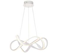LED Hanging Ceiling Pendant Light - 44W Warm White - 630mm Wide Sand White Infinity Loop Swirl & Diffused Shade - Adjustable Drop Modern Chandelier -Stunning Dining Table Feature Lamp