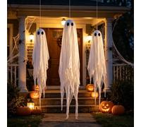 LED Hanging Ghosts 3 Pack 5FT 4FT for Porch Tree Yard