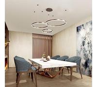 LED Hanging Lamp Living Room Lamp Hanging Lamp Dining Table Pendant Dimmable With Remote Control Pendant Lamp Modern Aluminium Round Acrylic Lighting Chandelier (Color : Brown, Size : 3laps 20+40+60