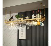LED Hanging Liquor Shelf Adjustable Industrial Ceiling Goblet & Mug Holder for Bar or Coffee Shop Upside Down Design Perfect for Home Decor & Entertaining